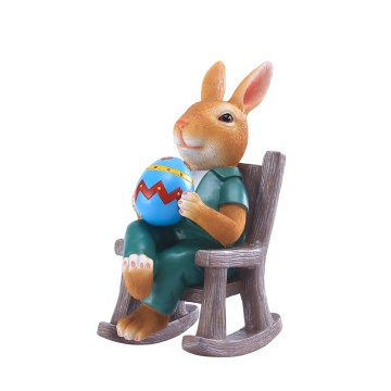 6.1-inch Easter Rocking Chair Statue: Resin Rabbit Sculpture Decoration & Figurine Gift