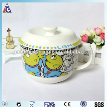 Fashion round shape glazed ceramic bowl with lid