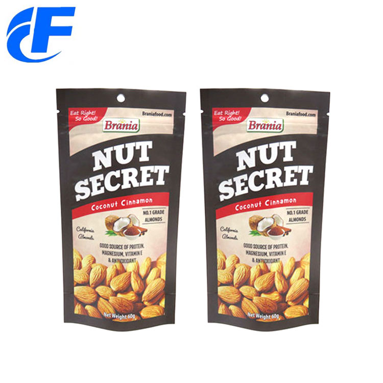 Standup Nuts Zipper Custom Printed Food Packaging Bags