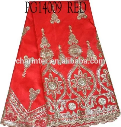 high quality George fabric(PG14009) raw silk embroidery George lace