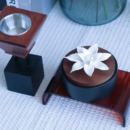 Ceramic Jar with Wood Lid and Natural Sweet Wood Design