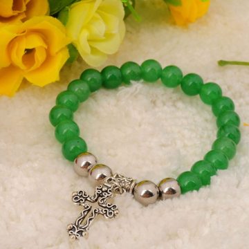 Natural Green Aventurine Bracelet Gemstone jewelry alloy pendants