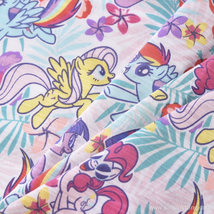 Printed Single Jersey Fabric CVC Cotton Polyester Fabric