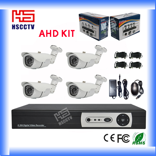 H. 264 Security Equipment Weatherproof Camera 4CH Ahd CCTV Kit