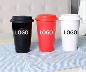 Custom logo Ceramic Double Wall Mug/Heat insulation cup/starbucks mug