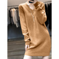 Korean version V-neck simple wool dress