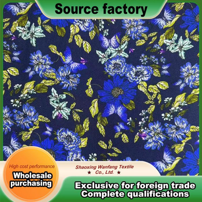 Botanik çiçek desenli okyanus mavisi