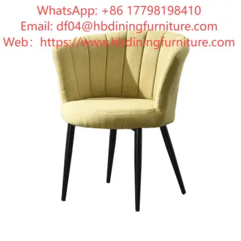 Dining Furniture Fabric Metal Legs Chair Factory Directly Sales Round Back Soft Upholstery Padded Seat Restaurant Chair