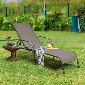Adjustable Rattan Chaise Lounge Outdoor Sun Bed