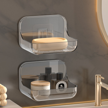 Single-Layer PET Toilet Wall Soap Box with Drain - Space-Saving Toiletries Rack