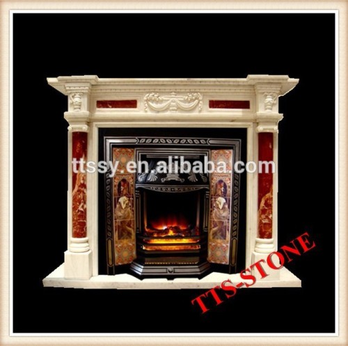 Mixed Marble Column Fireplace / Fireplace Mantel