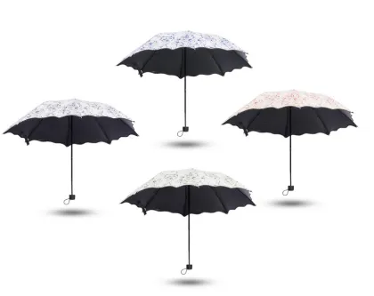 Women Anti UV Sun Protection Windproof Flower Umbrella