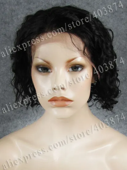 AAAAA Grade Black Color Afro Kinky Brazilian hair lace front wig
