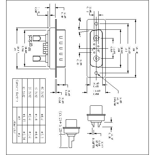 PDB7W2-MXXX POWER D-SUB 7W2 SOLDER CUP-MALE