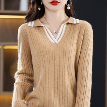 Multicolor pit collar sweater woman