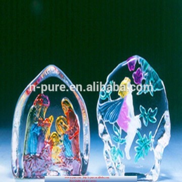 custom religious laser engrave colorful crystal iceberg