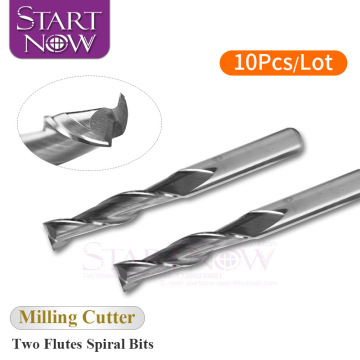 Startnow 10PCS Two Flute Spiral Bits End Mill for Acrylic PVC Hardwood CNC Routing