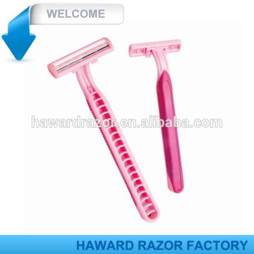 twin blade , lubricant strip , rubber handle shaving razor