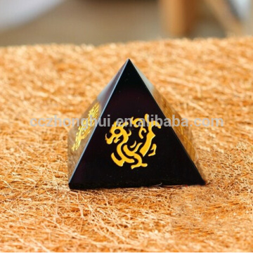 Black sandblasting crystal pyramid