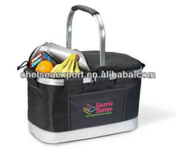 portable fruit aluminum handle basket cooler bag with a little front pocket
