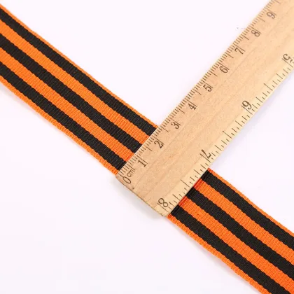Russia Medal Ribbon: St George Design on Yellow and Black Webbing - Suitable for Bags and Clothing