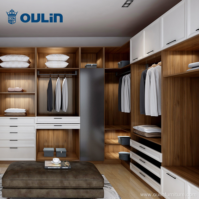 high gloss double color wood closet for bedroom