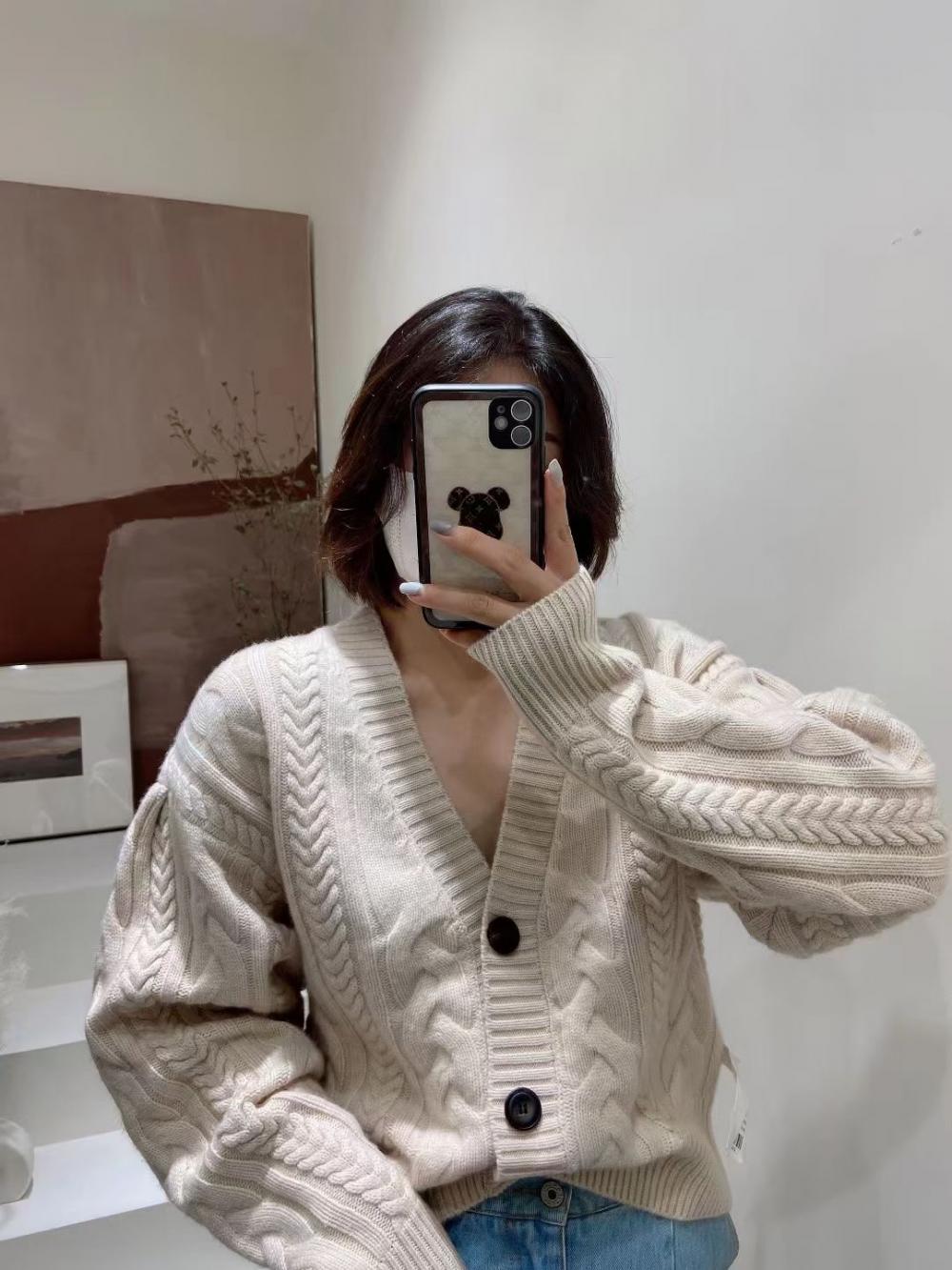 Manteau chandail lâche court mahua femme qiu dong