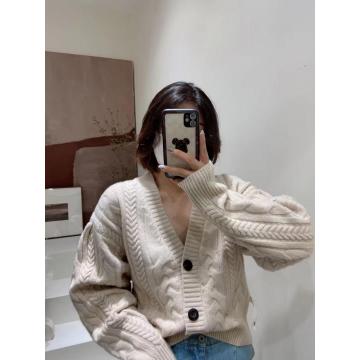 Manteau chandail lâche court mahua femme qiu dong