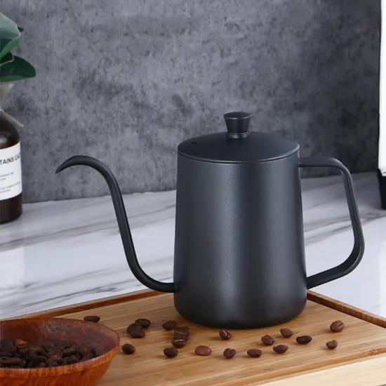 Top Sale 350-600ml Stainless Steel Black Gooseneck Coffee and Tea Pour Over Kettle