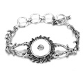 High Quality Antique Silver Plated Vintage Flowers Chains Snap Bracelet Bangles Fit 18MM Snap Buttons DIY Jewelry