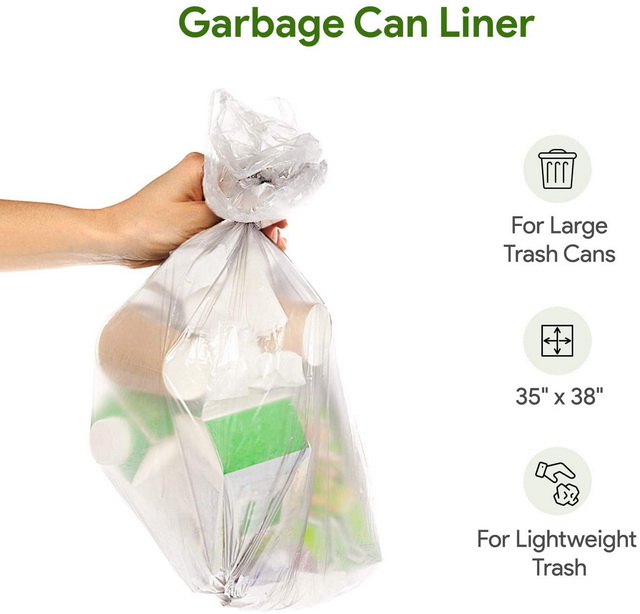 Extra Large Heavy Duty Clear Plastic Garbage Bag