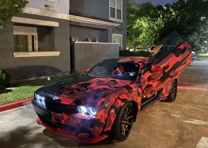 Bape Ape Design Red&Black Camouflage Digital Vinyl Wrap