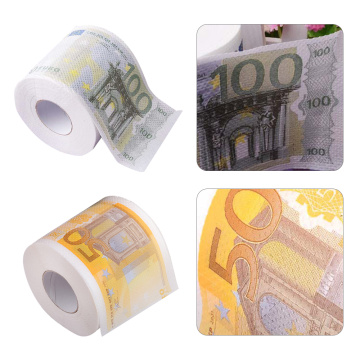 50/100 EUR Bill Printed Toilet Paper Europe EUR Tissue Novelty Funny €100 Money Roll Gag Gift Toilet Paper Decorated