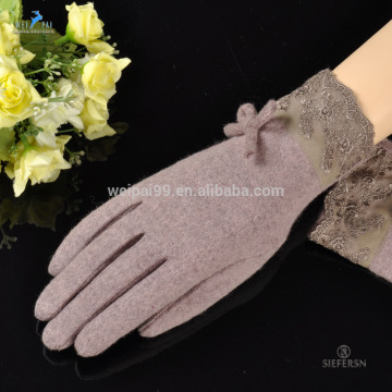 Simple style , lace decoration , butterfly , women winter woolen gloves , kinitted wool , women accossories
