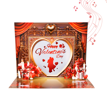Romantic Theater 3D Pop Up Valentine's Day Card with Music and Lights