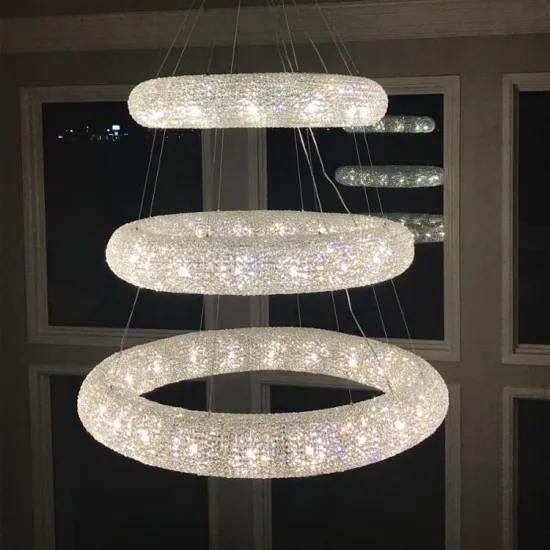 Custom decoration gallery 3 ring crystal chandelier