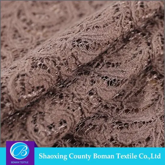Fashion fabric supplier Top-end Custom Knit brown lace fabric