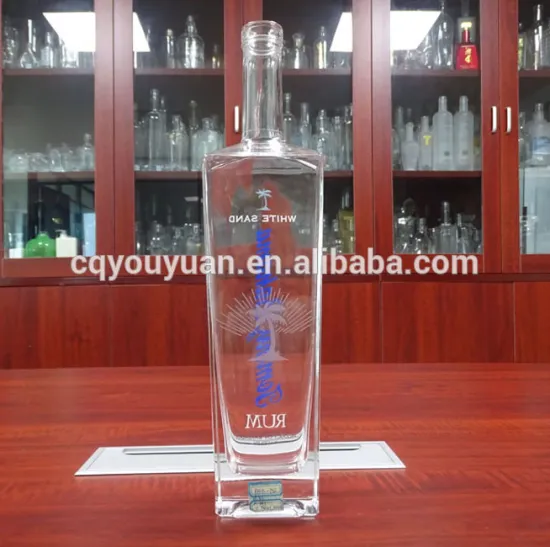 Rectangle Bottom Liquor Bottle 750ML Custom Rum Bottle 750 ML