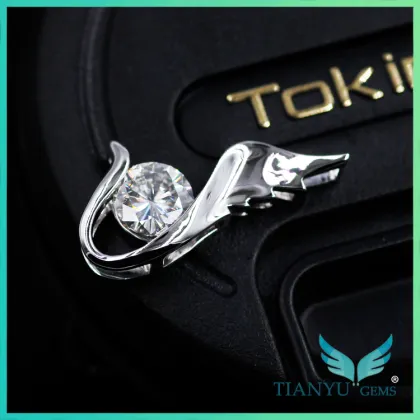 witte diamant moissanite 18k white gold necklace round synthetic diamond pendant