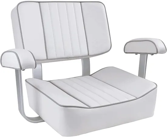 Deluxe Pontoon Boat Seat with Arm Rest, Swivel, and Fishing Pedestal