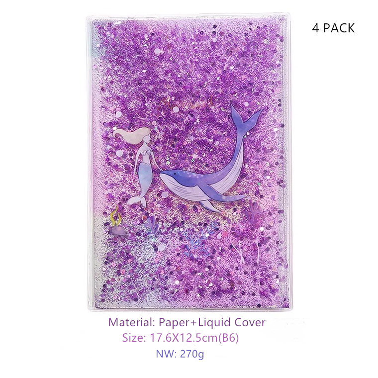 Mermaid Liquid Glitter Notebook 4 Mermaid Liquid Glitter Notebook 4
