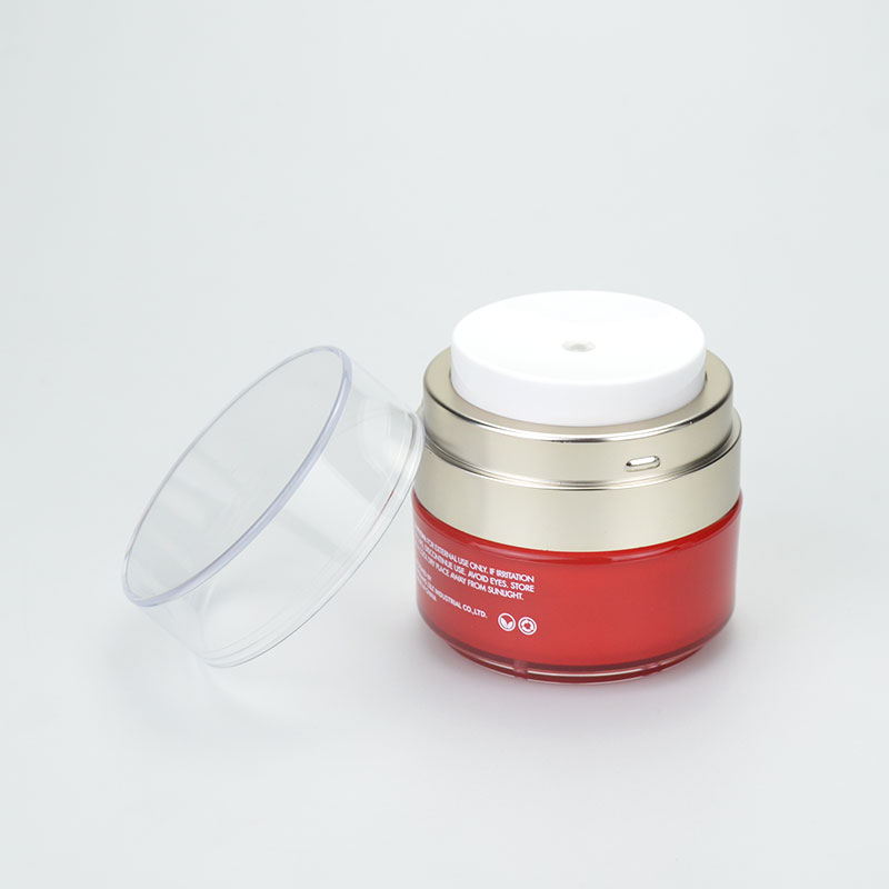 15 ml 30 ml 50 ml rot silberfarbene Farbe leere Kunststoff -Acrylluftless -Pumpenflasche Creme Jar