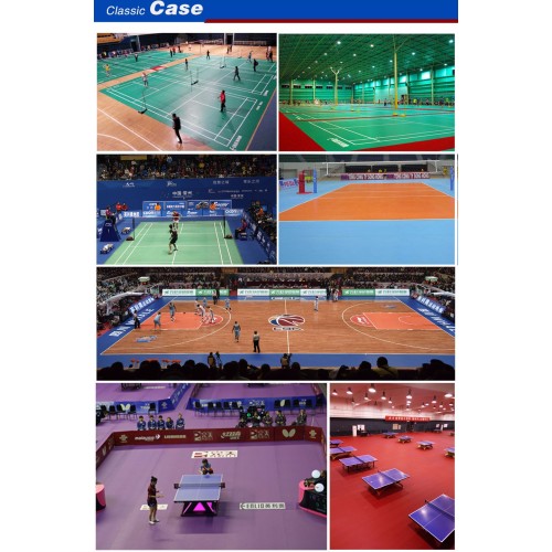 blue and orange mixed standard volleyball court