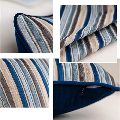 Striped Velvet Throw Pillow Living Room Home Cushion Case