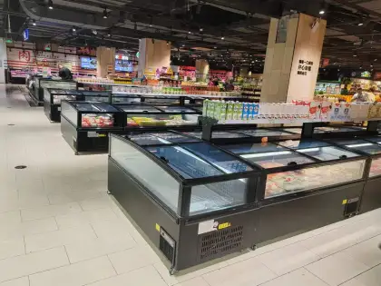 XGF-2500F 2.5m Supermarket Island Freezer: Features and Specifications with Secop Compressor and Auto Defrost Technology