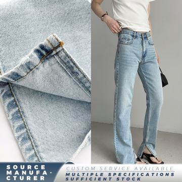 Women Pale Blue Split Side Flare Long Jeans