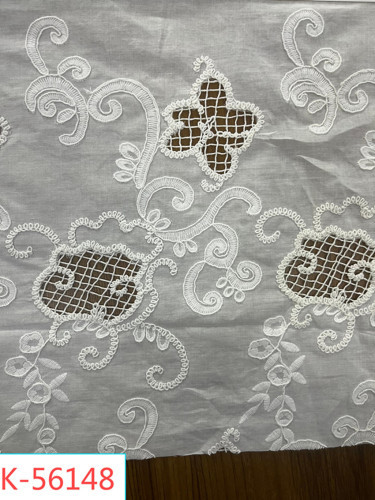 Voile Cotton Lace Embroidery Fabric Design