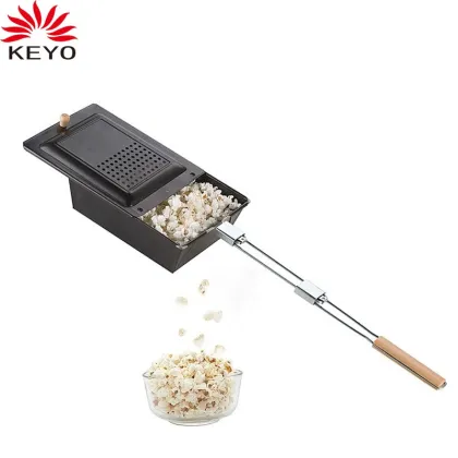 Camp Chef Popcorn Maker Sliding Lid Removable Handle Camping BBQ Popcorn Pans Non-Stick Corn Popcorn Popper Grill Accessories