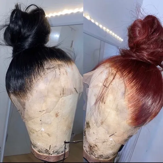 Cheap Wholesale Yeswigs Raw Malaysia Virgin Human Hair HD Full 99J 27 30 Ombre Colored Lace Front Wig Human Hair For Black Women