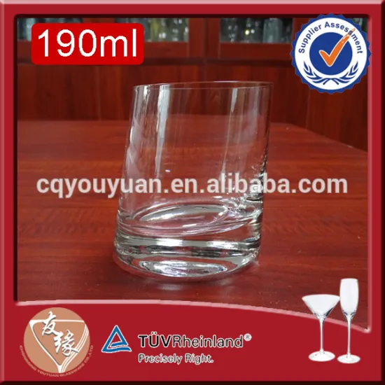 Custom made glassware hand blown 190ml slant top custom whiskey glasses